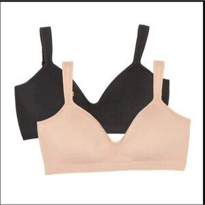 Felina Women's 2-Pack Adaptive Cup Wire Free Bra, Black/Beige, Size M